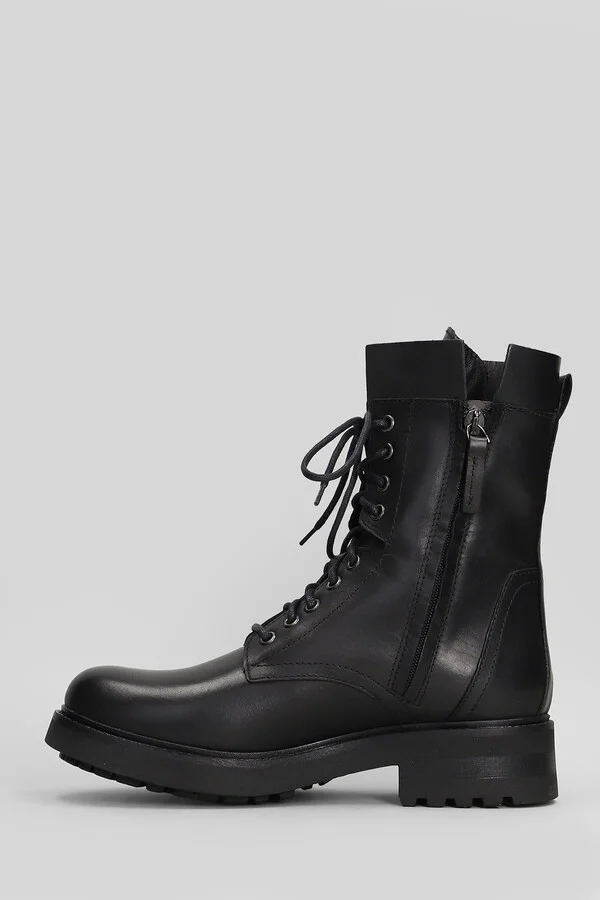 Combat Boots In Black Leather - Image 3