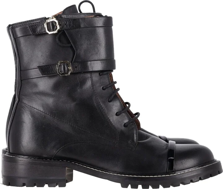Combat Boots in Black Leather