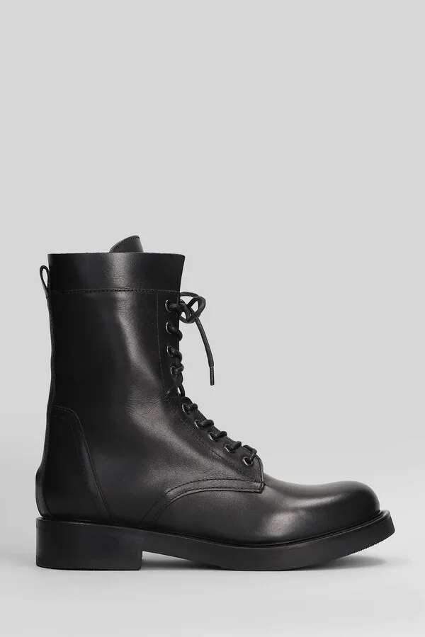 Combat Boots In Black Leather