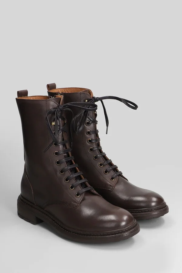 Combat Boots In Dark Brown Leather - Image 2