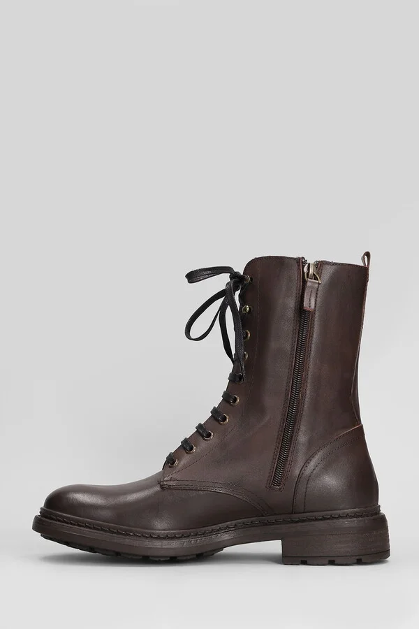 Combat Boots In Dark Brown Leather - Image 3