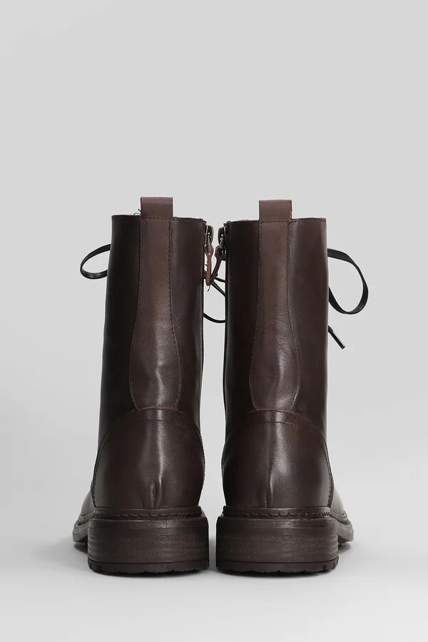Combat Boots In Dark Brown Leather - Image 4