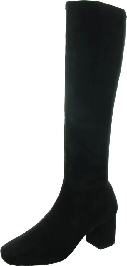 COMESS Womens Faux Suede Zipper Knee-High Boots
