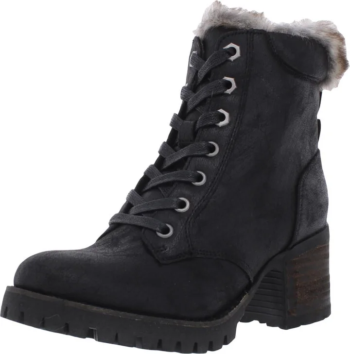 Comfort Womens Faux Leather Block Heel Winter Boots