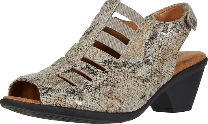 Comfortiva Faye Women's 1-2 inch heel Shoes Light Grey Rockafeller Snake Print : 6 W (D), Leather/Synthetic - Image 2