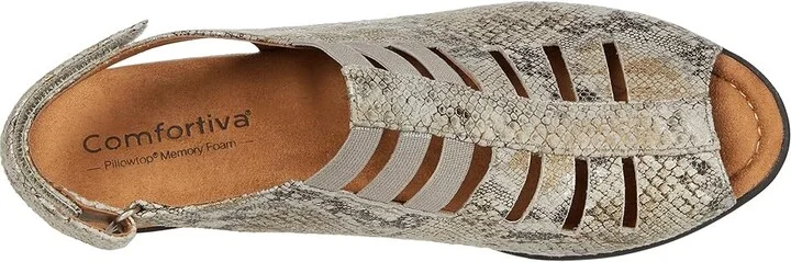 Comfortiva Faye Women's 1-2 inch heel Shoes Light Grey Rockafeller Snake Print : 6 W (D), Leather/Synthetic - Image 3