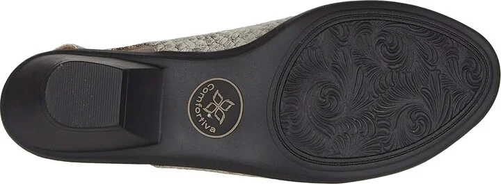 Comfortiva Faye Women's 1-2 inch heel Shoes Light Grey Rockafeller Snake Print : 6 W (D), Leather/Synthetic - Image 4