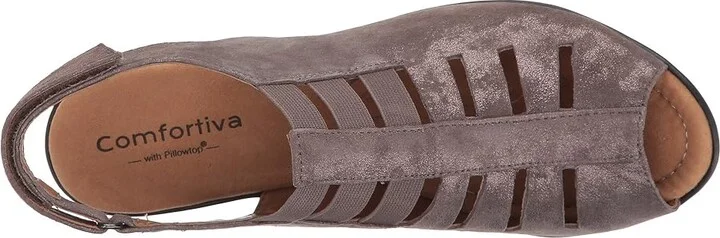 Comfortiva Faye Women's 1-2 inch heel Shoes Smoke Distressed Foil Suede : 5 M (B), Leather/Nubuck/Synthetic - Image 3