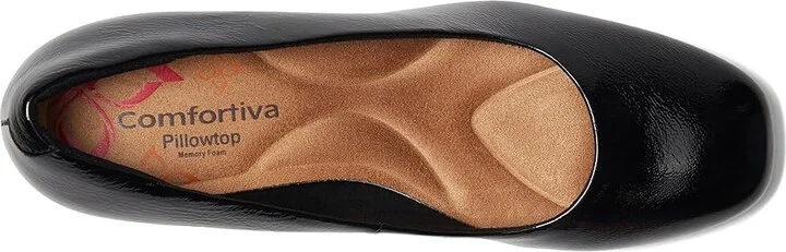 Comfortiva Peach High Women's Heels Black Crinkle Patent : 9.5 W (D), Leather - Image 2