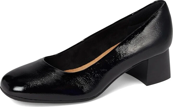Comfortiva Peach High Women's Heels Black Crinkle Patent : 9.5 W (D), Leather - Image 5
