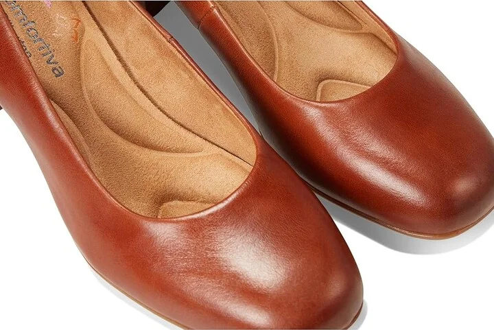 Comfortiva Peach High Women's Heels Cork Brown : 7 W (D), Leather - Image 7