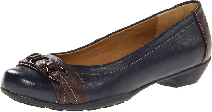 Comfortiva Posie - Soft Spots Women's Slip on Shoes Navy/Chocolate Velvet Sheep Nappa : 7 M (B), Leather - Image 2