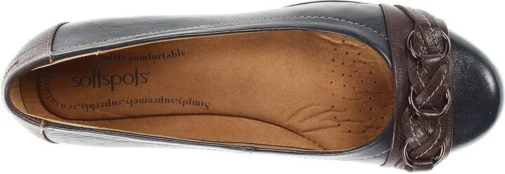Comfortiva Posie - Soft Spots Women's Slip on Shoes Navy/Chocolate Velvet Sheep Nappa : 7 M (B), Leather - Image 3