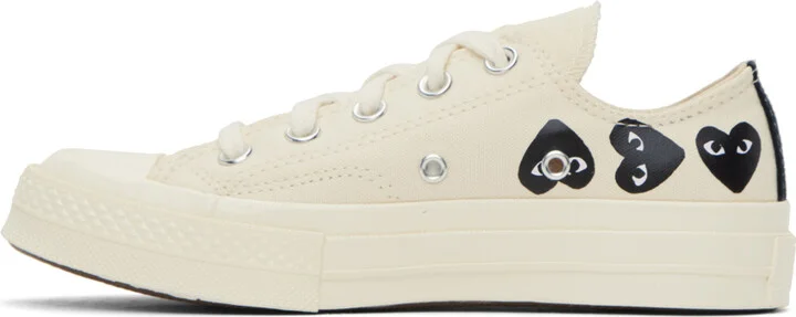 COMME des GARÇONS PLAY Beige Converse Edition Chuck 70 Multi Heart Sneakers - Image 3