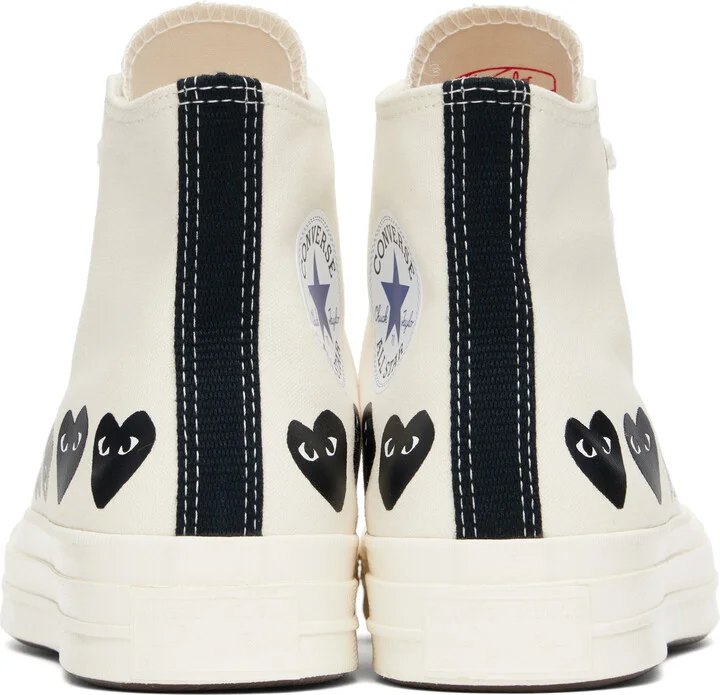 COMME des GARÇONS PLAY Beige Converse Edition Chuck 70 Multi Heart Sneakers - Image 2