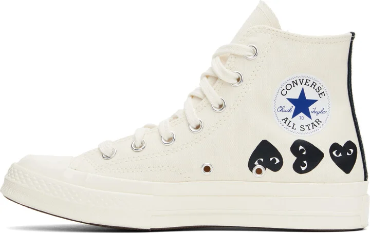 COMME des GARÇONS PLAY Beige Converse Edition Chuck 70 Multi Heart Sneakers - Image 3