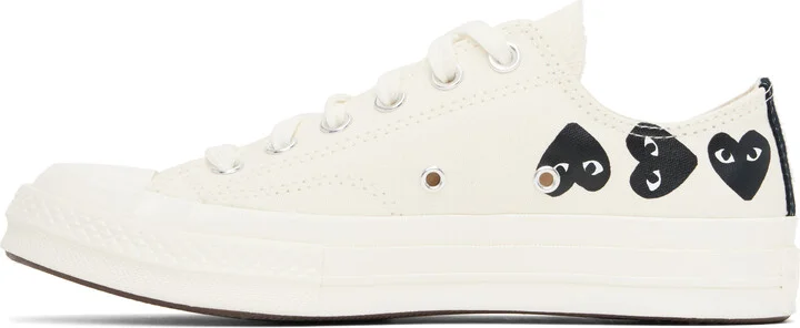 COMME des GARÇONS PLAY Beige Converse Edition Chuck 70 Multi Heart Sneakers - Image 3