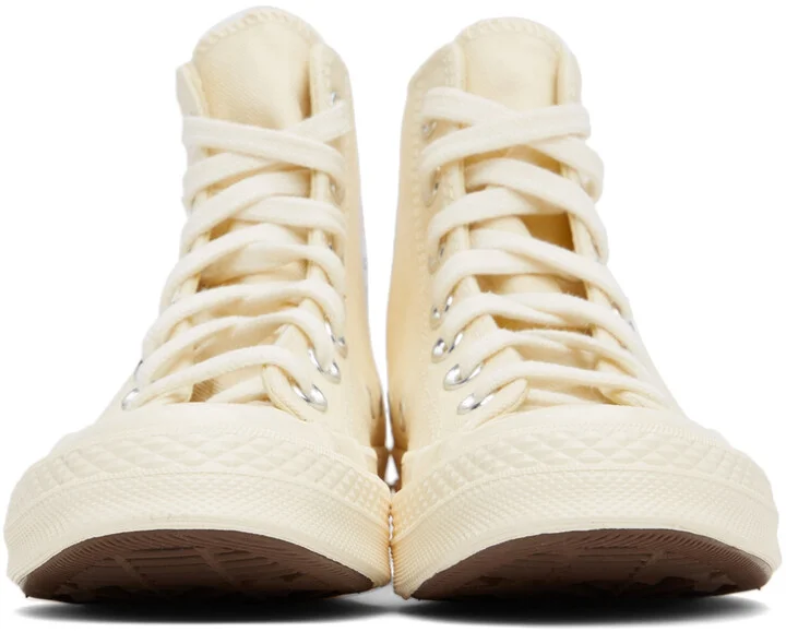 COMME des GARÇONS PLAY Beige Converse Edition Half Heart Chuck 70 High Sneakers - Image 2