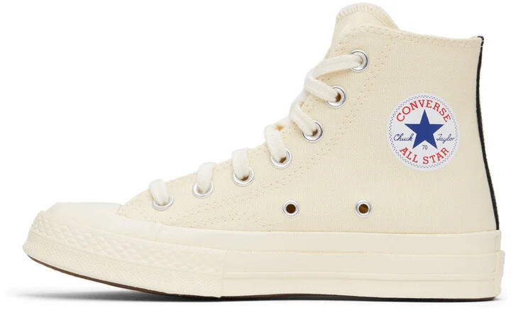 COMME des GARÇONS PLAY Beige Converse Edition Half Heart Chuck 70 High Sneakers - Image 3