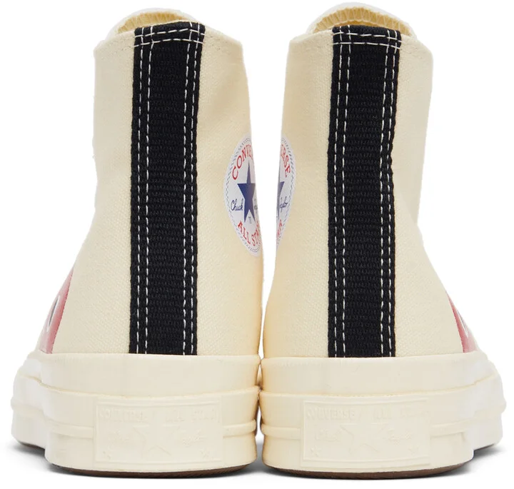 COMME des GARÇONS PLAY Beige Converse Edition Half Heart Chuck 70 High Sneakers - Image 4