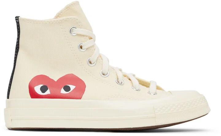 COMME des GARÇONS PLAY Beige Converse Edition Half Heart Chuck 70 High Sneakers