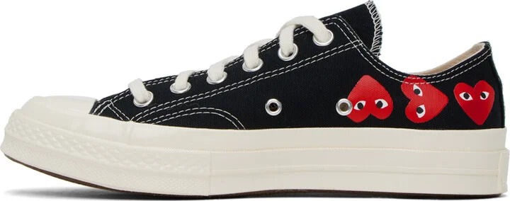 COMME des GARÇONS PLAY Black Converse Edition Chuck 70 Multi Heart Sneakers - Image 3