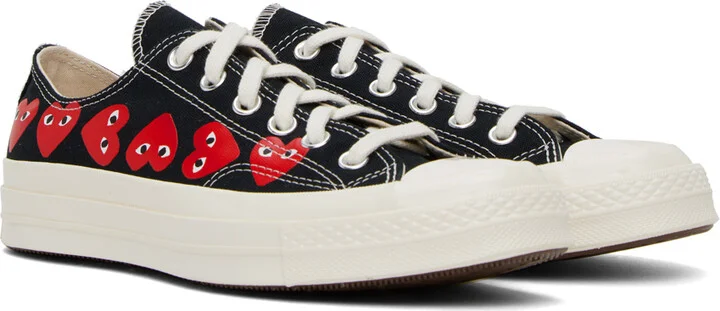 COMME des GARÇONS PLAY Black Converse Edition Chuck 70 Multi Heart Sneakers - Image 4