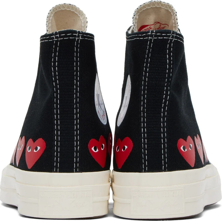COMME des GARÇONS PLAY Black Converse Edition Chuck 70 Multi Heart Sneakers - Image 2