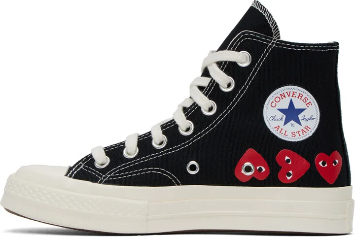 COMME des GARÇONS PLAY Black Converse Edition Chuck 70 Multi Heart Sneakers - Image 3