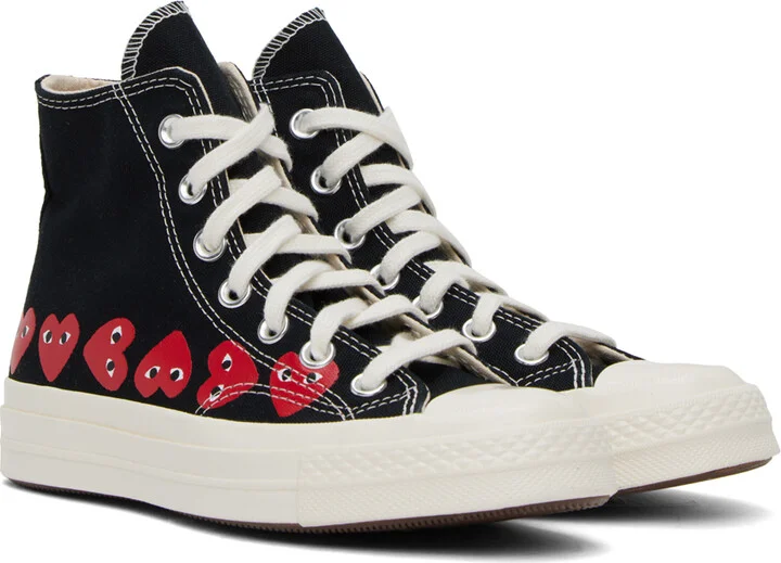 COMME des GARÇONS PLAY Black Converse Edition Chuck 70 Multi Heart Sneakers - Image 4