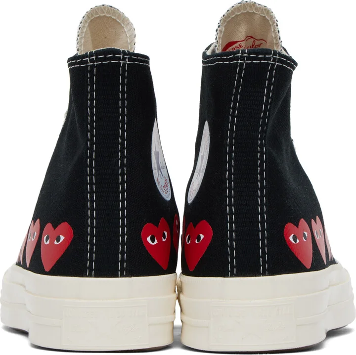 COMME des GARÇONS PLAY Black Converse Edition Chuck 70 Multi Heart Sneakers - Image 2
