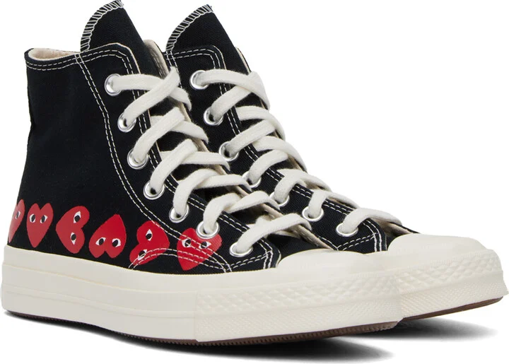 COMME des GARÇONS PLAY Black Converse Edition Chuck 70 Multi Heart Sneakers - Image 4