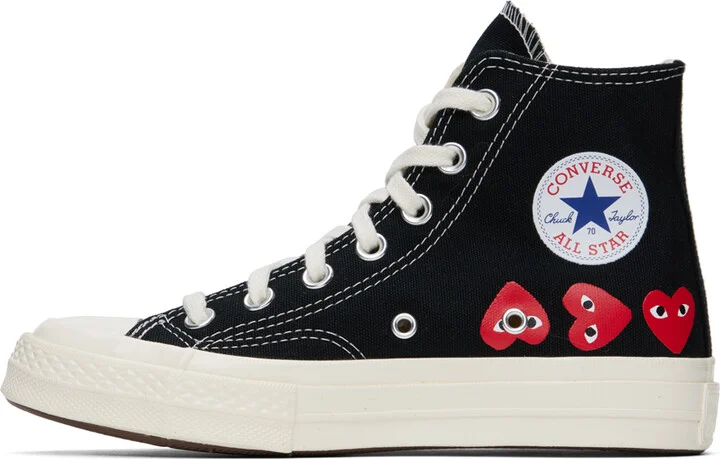 COMME des GARÇONS PLAY Black Converse Edition Chuck 70 Multi Heart Sneakers - Image 3