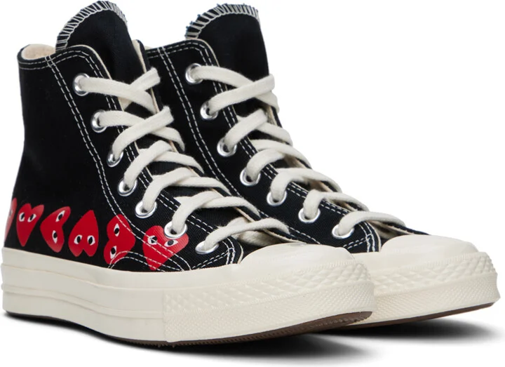 COMME des GARÇONS PLAY Black Converse Edition Chuck 70 Multi Heart Sneakers - Image 4