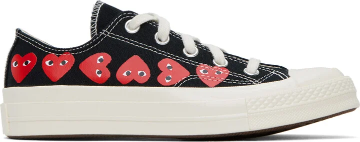 COMME des GARÇONS PLAY Black Converse Edition Chuck 70 Multi Heart Sneakers