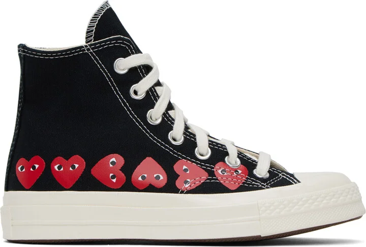 COMME des GARÇONS PLAY Black Converse Edition Chuck 70 Multi Heart Sneakers