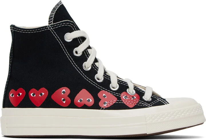 COMME des GARÇONS PLAY Black Converse Edition Chuck 70 Multi Heart Sneakers