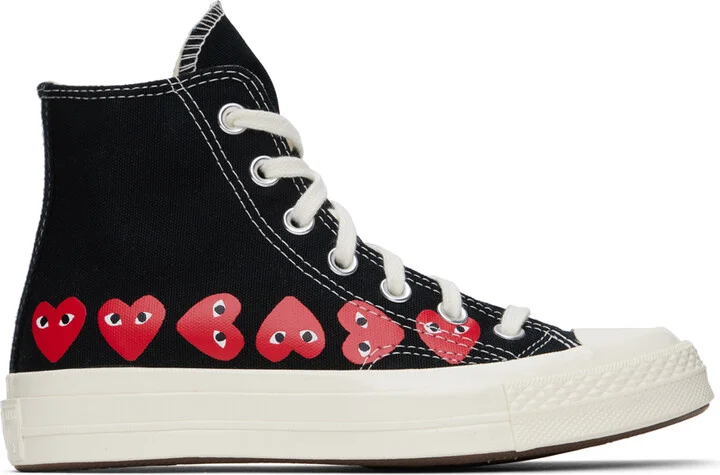 COMME des GARÇONS PLAY Black Converse Edition Chuck 70 Multi Heart Sneakers
