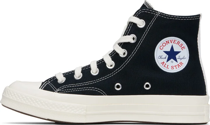 COMME des GARÇONS PLAY Black Converse Edition Chuck 70 OG Single Heart Sneakers - Image 3