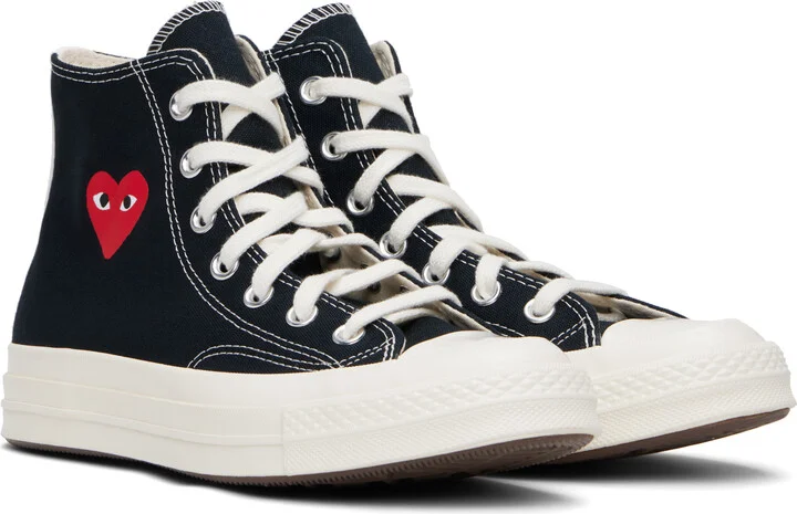 COMME des GARÇONS PLAY Black Converse Edition Chuck 70 OG Single Heart Sneakers - Image 4