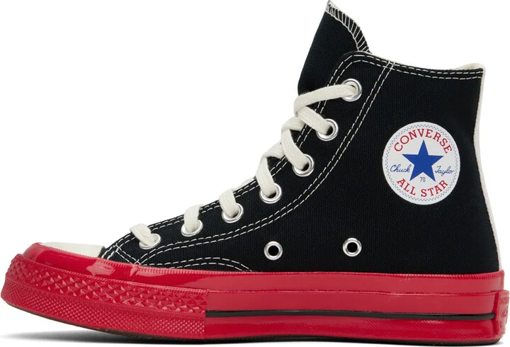COMME des GARÇONS PLAY Black & Red Converse Edition PLAY Chuck 70 High-Top Sneakers - Image 3