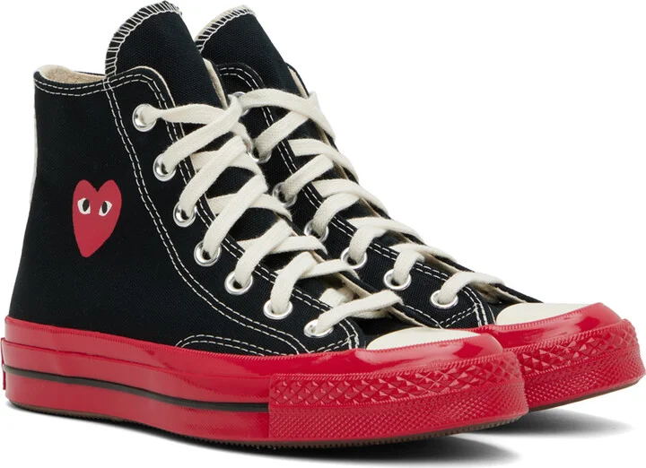 COMME des GARÇONS PLAY Black & Red Converse Edition PLAY Chuck 70 High-Top Sneakers - Image 4