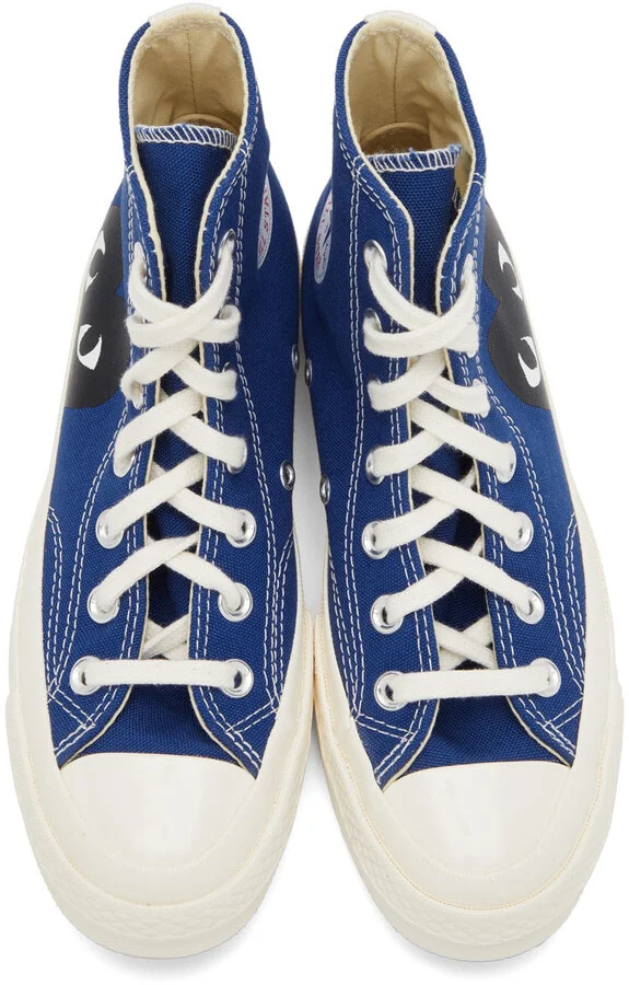 COMME des GARÇONS PLAY Blue Converse Edition Half Heart Chuck 70 High Sneakers - Image 5