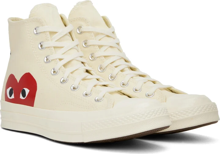 COMME des GARÇONS PLAY Off-White Converse Edition Chuck 70 High Top Sneakers - Image 4