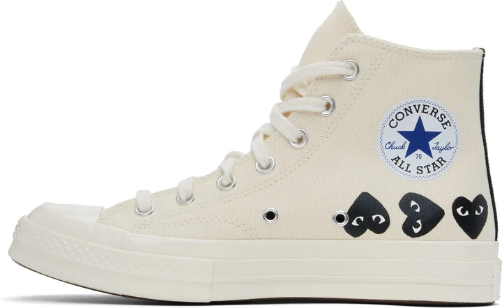 COMME des GARÇONS PLAY Off-White Converse Edition Chuck 70 Multi Heart High Top Sneakers - Image 3