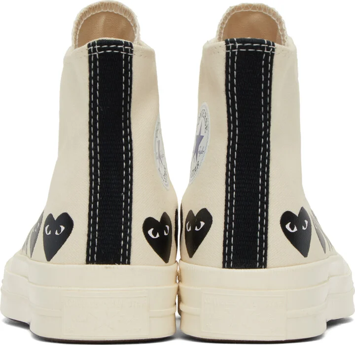 COMME des GARÇONS PLAY Off-White Converse Edition Chuck 70 Multi Heart Sneakers - Image 2
