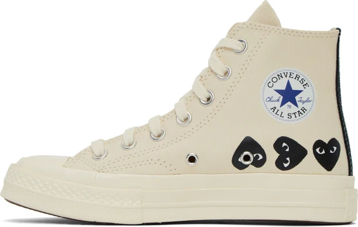 COMME des GARÇONS PLAY Off-White Converse Edition Chuck 70 Multi Heart Sneakers - Image 3