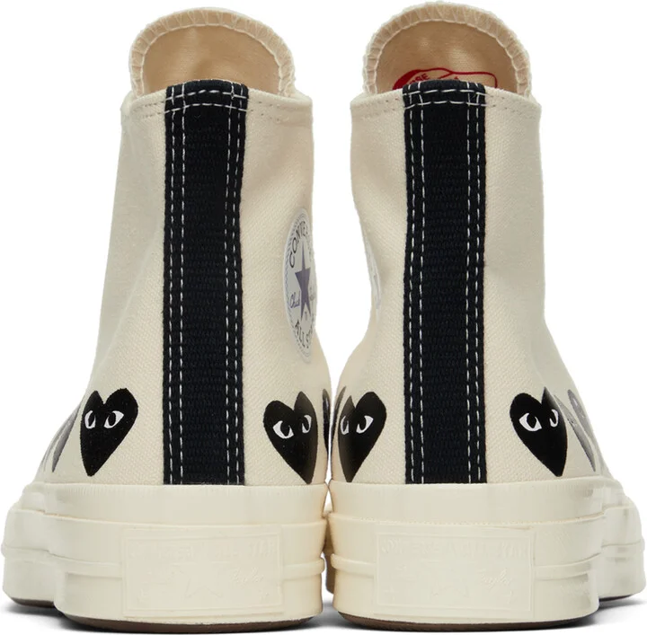 COMME des GARÇONS PLAY Off-White Converse Edition Chuck 70 Multi Heart Sneakers - Image 2