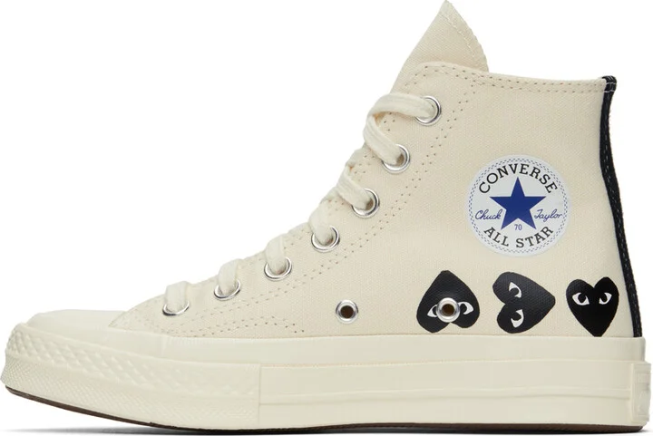 COMME des GARÇONS PLAY Off-White Converse Edition Chuck 70 Multi Heart Sneakers - Image 3