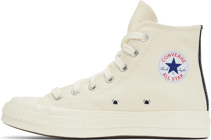 COMME des GARÇONS PLAY Off-White Converse Edition Chuck 70 OG Single Heart Sneakers - Image 3
